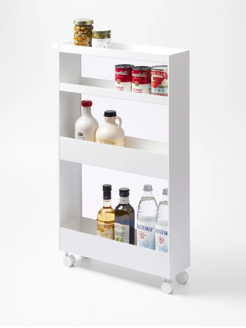 WEST ELM: YAMAZAKI HOME Yamazaki Home White Slim Rolling Wagon (31.7" H) - Steel